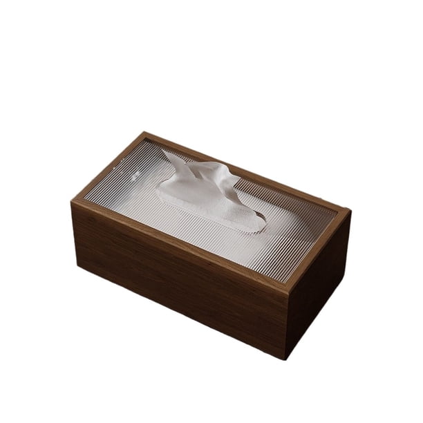 Dispensador de servilletas faciales rectangular de madera, for el hogar, la oficina, el coche, caja de pañuelos, contenedor decorativo