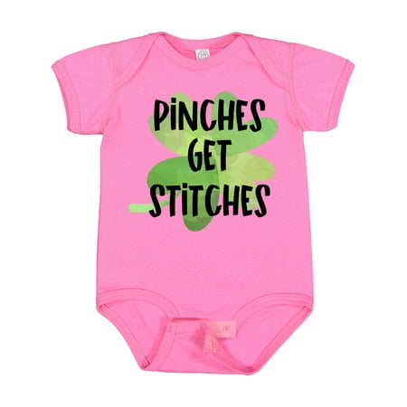 

Inktastic St. Patrick s Day Pinches Get Stitches Shamrocks Boys or Girls Baby Bodysuit