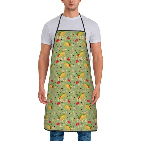 

Jgfou Taco Print Anti-fouling Apron for Men Women Waterproof Oil-Proof Kitchen Apron with Adjustable Straps Pocket and No-Pill No-Fade Fabric