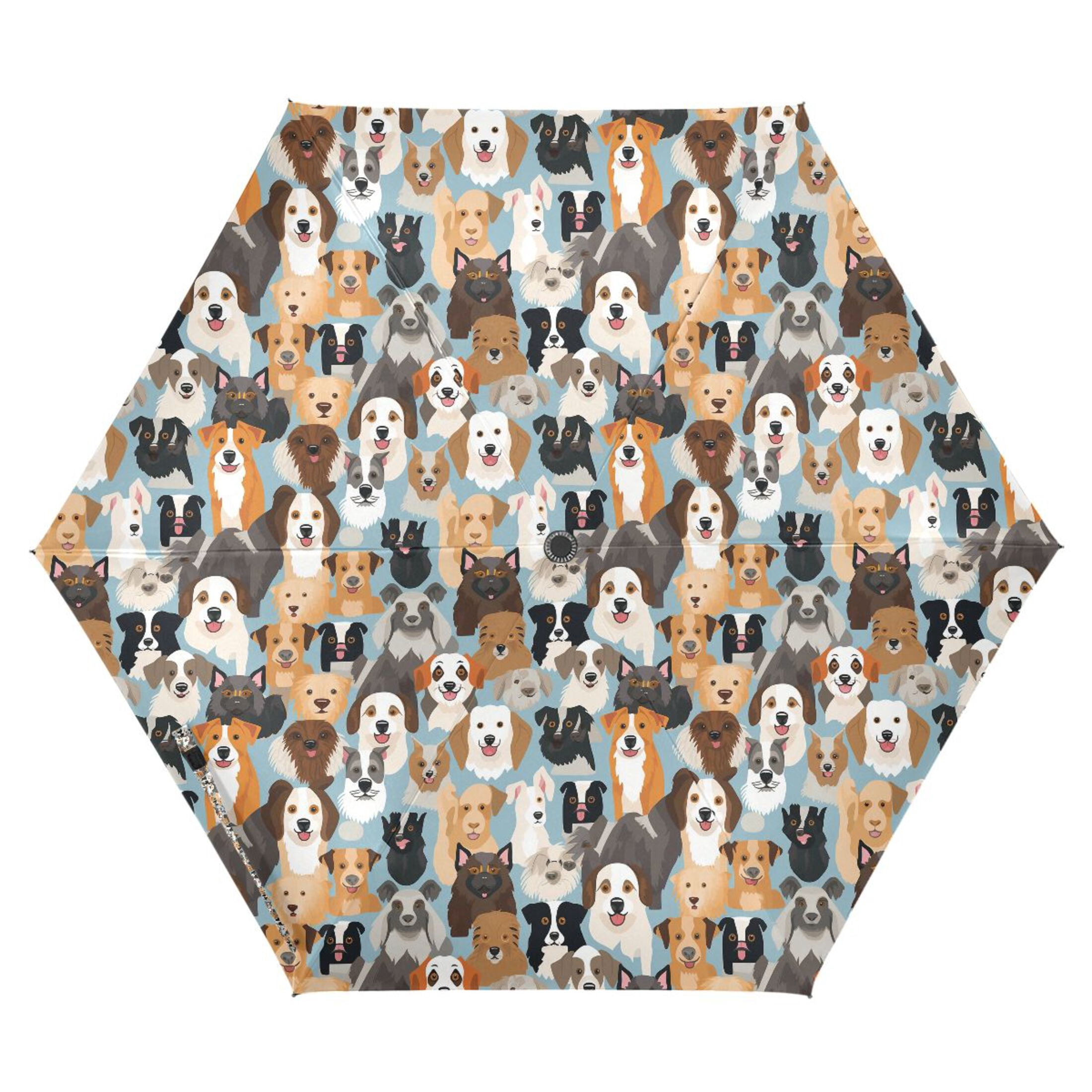 Various Expressive Dogs Compact Sun Umbrella Windproof Travel Umbrellas for Rain Strong Portable UV Protection