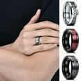 thumbnail image 2 of HOOUN Men Women Rings Stainless Stylish Contrast Creative Gear Couple Ring Comfort CA-blue-11, 2 of 9