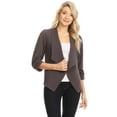 thumbnail image 5 of Moa Collection Women's Casual Fitted Blazer Draped Open Front with Ruched 3/4 Sleeves (S-3XL), 5 of 5