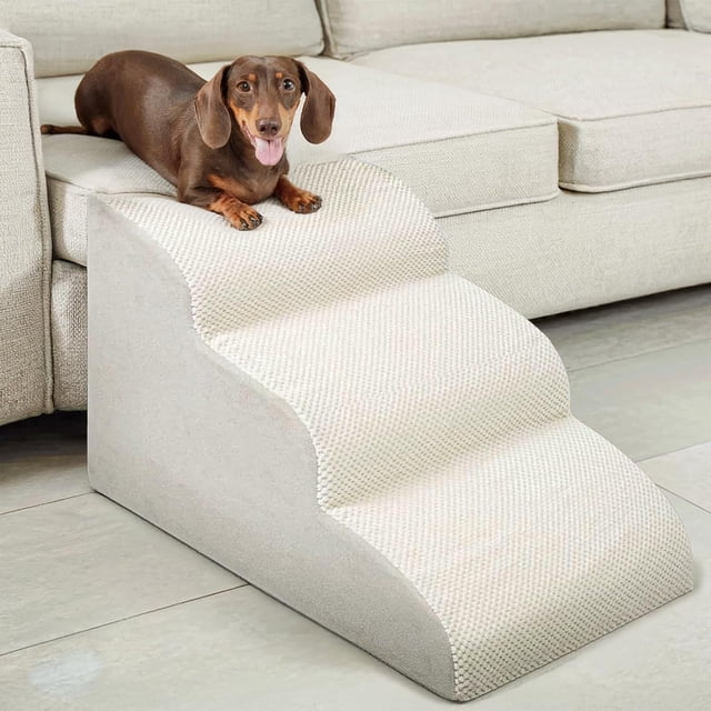 15.7 Inch Dog Stairs for Small Medium Dogs – Wide Non-Slip Pet Steps for Standard Beds & Couches, High Density Foam with Gentle Slope for Senior Pets, Machine Washable