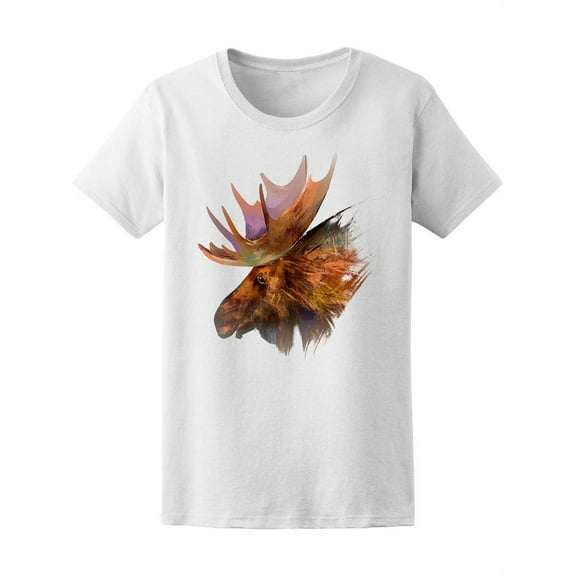 Cool Watercolor Moose Sketch T-Shirt Women -Image by Shutterstock, Female Small