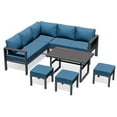 thumbnail image 5 of YODOLLA 6 Piece Aluminum Outdoor Patio Dining Set, Gray/Blue, 5 of 9