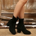 thumbnail image 6 of THDHVS Ankle Boots for Women,Womens Shoes,Women's Fashion Casual Fashion Comfortable Plus Size Short Boots Solid Color Round Toe Mid-Heel Ankle Boots Black, 6 of 10