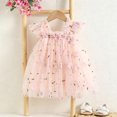 thumbnail image 5 of Lullu Girls Floral Embroidery Tulle Dress Flutter Sleeve Party Princess Dress, Sizes 1-6, 5 of 5