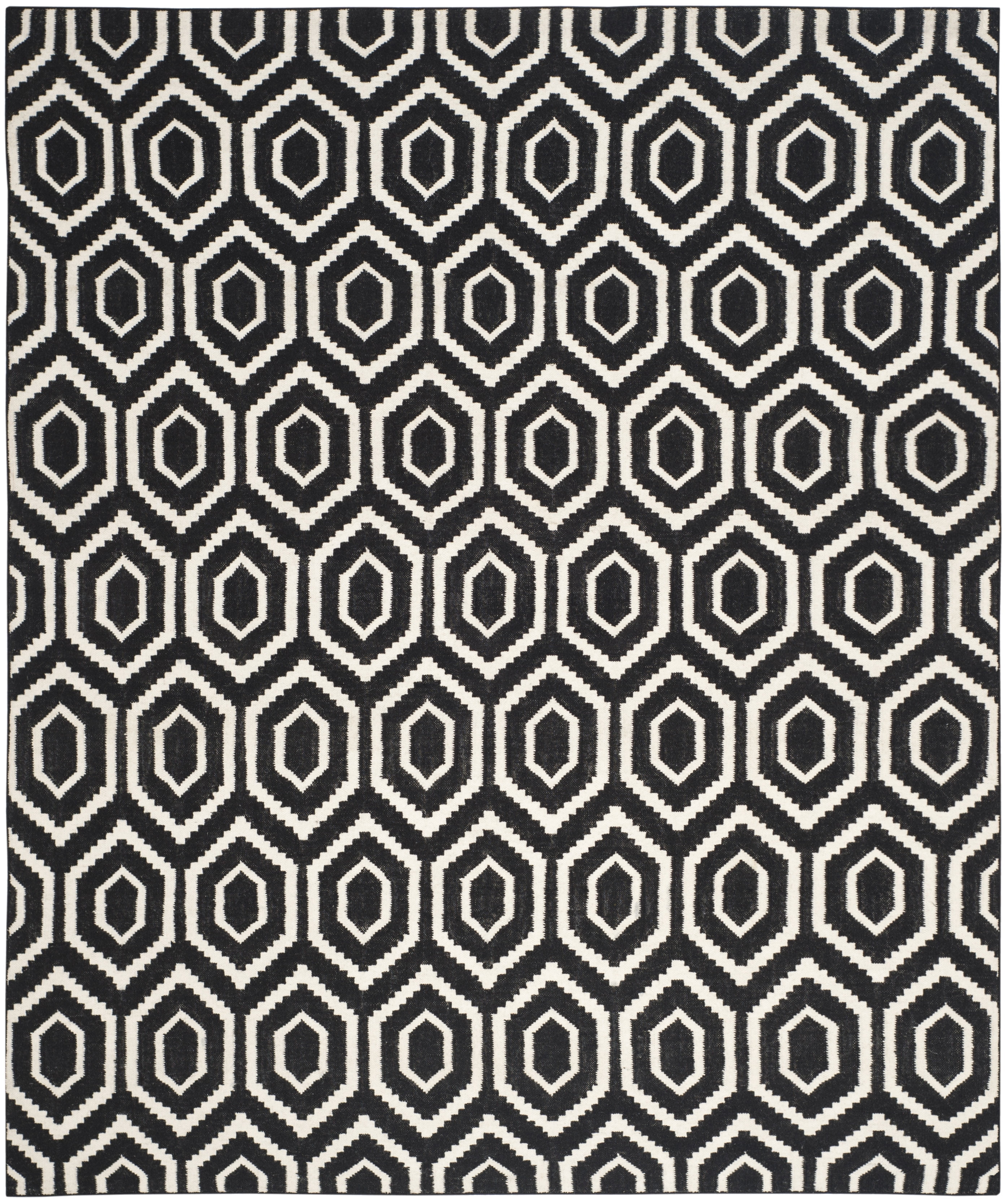 Safavieh Dhurries Bianca Geometric Area Rug, Black/Ivory, 10' x 14'