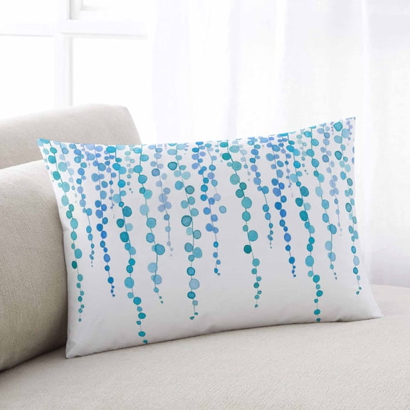 Blue Polka Dots Throw Pillow Covers, Watercolor Abstract Art Retro Soft Breathable Pillow Cases with Invisible Zipper for Sleeping, Toddler Pillowcases for Couch Bed Sofa Chair 12x20 Inches