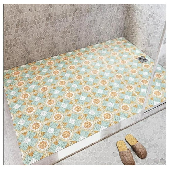 Loofah Shower Mat for Inside Shower, Anti Mould Non Slip Bathroom Mats PVC Large Bath Shower Tray Mat, Hollow Bathroom Floor Mat, Quick Drying
