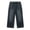 Black, variant on Womens Cropped Jeans Wide Leg Cuffed Hem Denim Trousers with Pockets Casual Daily Streetwear Jeans Dark Blue