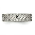 thumbnail image 3 of Stainless Steel Polished and Textured Criss Cross Design 6mm Band, 3 of 7