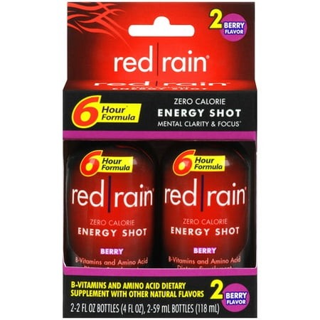 Cott Beverages Red Rain Berry Flavor Energy Shot, 2ct