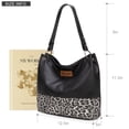 thumbnail image 3 of Wrangler Hobo Bags for Women Vegan Leather Top Handle Shoulder Purses and Handbags, Leopard Black, 3 of 8