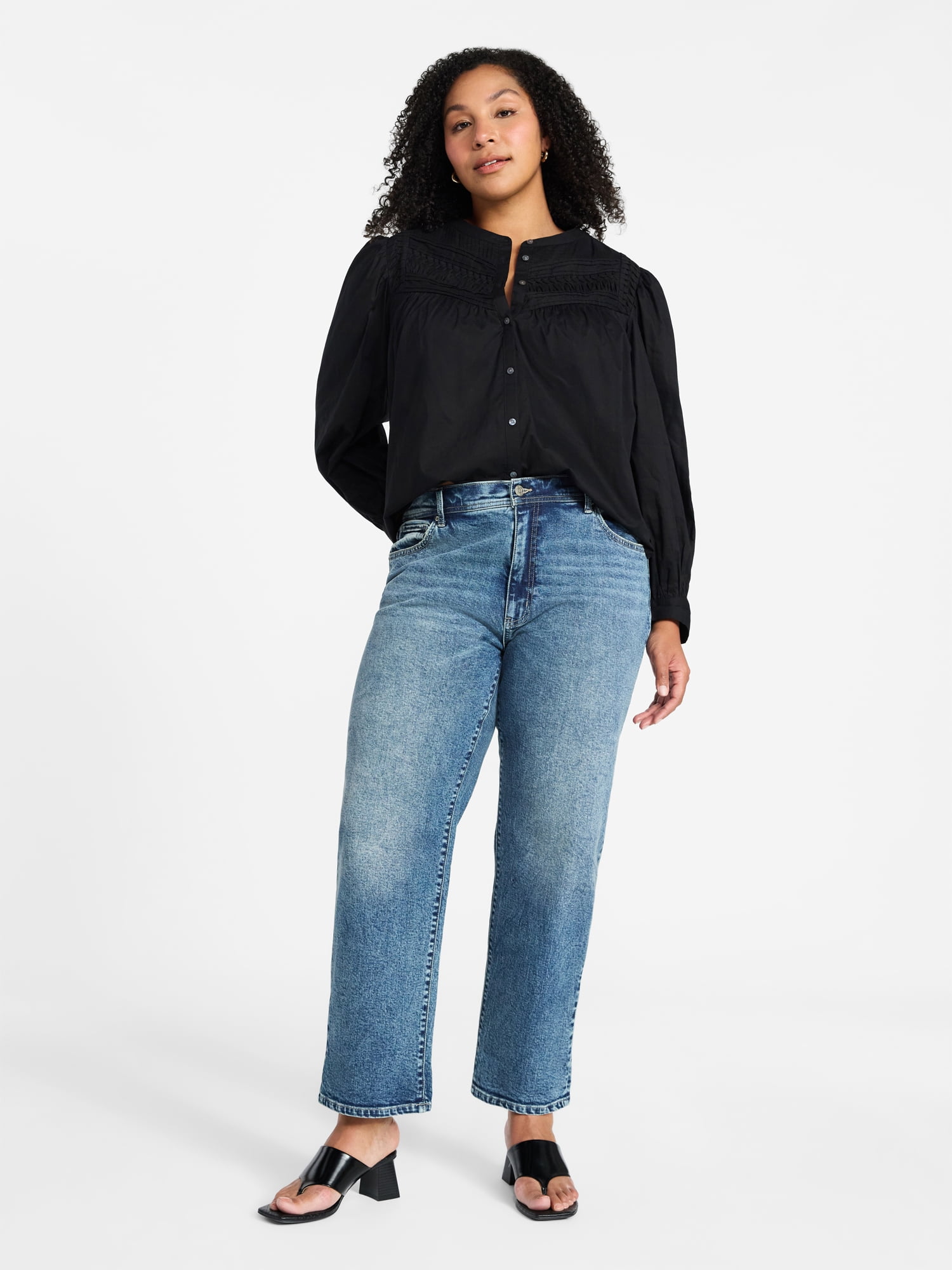 Time and Tru Women's Relaxed Boyfriend Jeans, 26" Inseam, Sizes 0-22