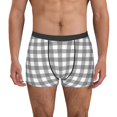 thumbnail image 1 of Balery Gray Checkboard Calzoncillos bóxer para hombre, ropa interior de algodón suave y transpirable con cinturilla de nailon-XX-Large, 1 of 5