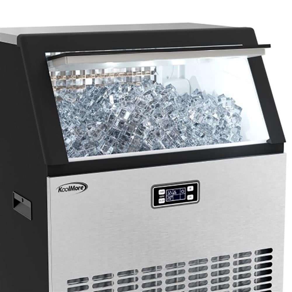 Pemberly Row CIM265 Undercounter Metal Ice Maker Machine in Black