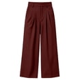 thumbnail image 4 of VBVC Women's Waffle Wide Leg Pants , Pleated High Waisted Trousers For Women , Ladies' Pull On Work Pants with Pockets, Wine , S-3XL, 4 of 6
