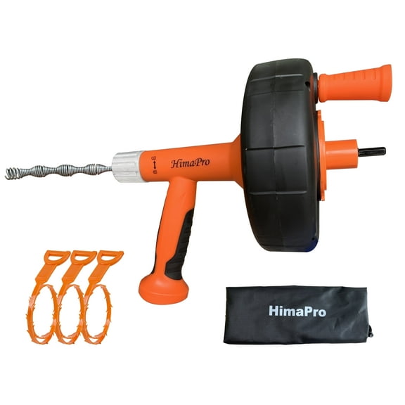 HimaPro Flexible Drum Auger Plumbing Snake Drain Snake Auger 25 Feet Heavy Duty Clog Remover