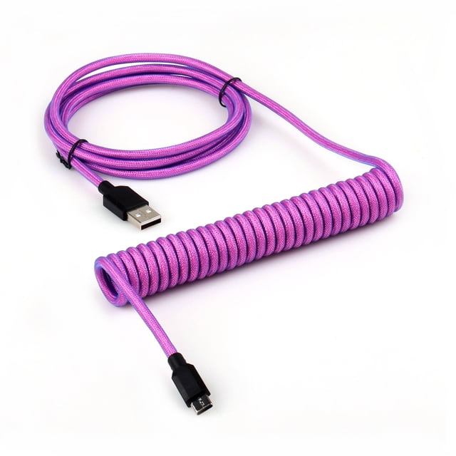 Nylon Braided USB to USB-C Coiled Keyboard Cable for Mechanical Keyboard | Durable Mechanical Keyboard Cable coiled length 15±1cm , arm length 1.5M S6