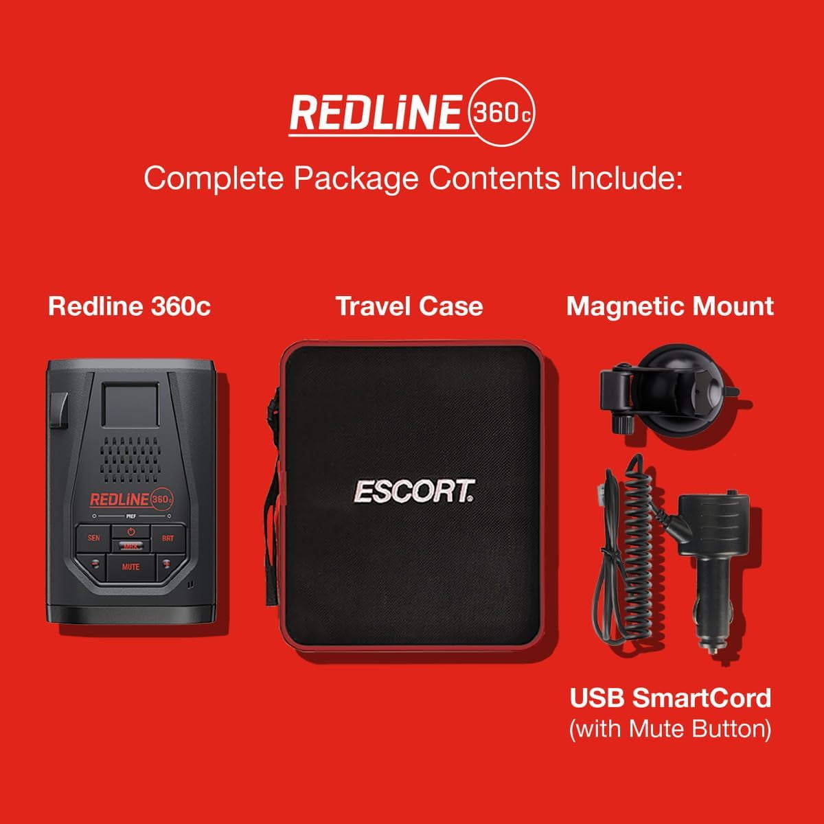 Escort Redline 360c Laser Radar Detector – Extreme Range, AI Assisted Filtering, 360°  Directional Awareness,  Rapid Response Times, Wi-Fi, GPS Based