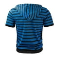 thumbnail image 6 of RYDCOT Men's Casual Short Sleeve Stripe Cotton Hoodie Pullover with Buttons and Drawstring Soft Muscle Fit Athletic Workout Top Blue, 6 of 6