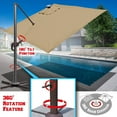 thumbnail image 5 of Sunrise 10' x 10' Deluxe Cantilever Big Roma Umbrella, Outdoor Hanging Offset Solar Umbrella, UV50+ with Tilt, Crank and 360 Degree Rotation, Heavyduty Sunshade, Sunbrella Cover (Heather Beige), 5 of 9
