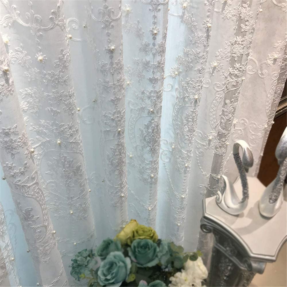 Luxury Flower Embroidered Transparent Sheer Voile Curtain Tulle European Elegant 