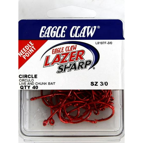 Lazer Sharp L8197F3-3/0 Circle Offset Hook, Sea Guard Red, Size 3/0, 40 Pack