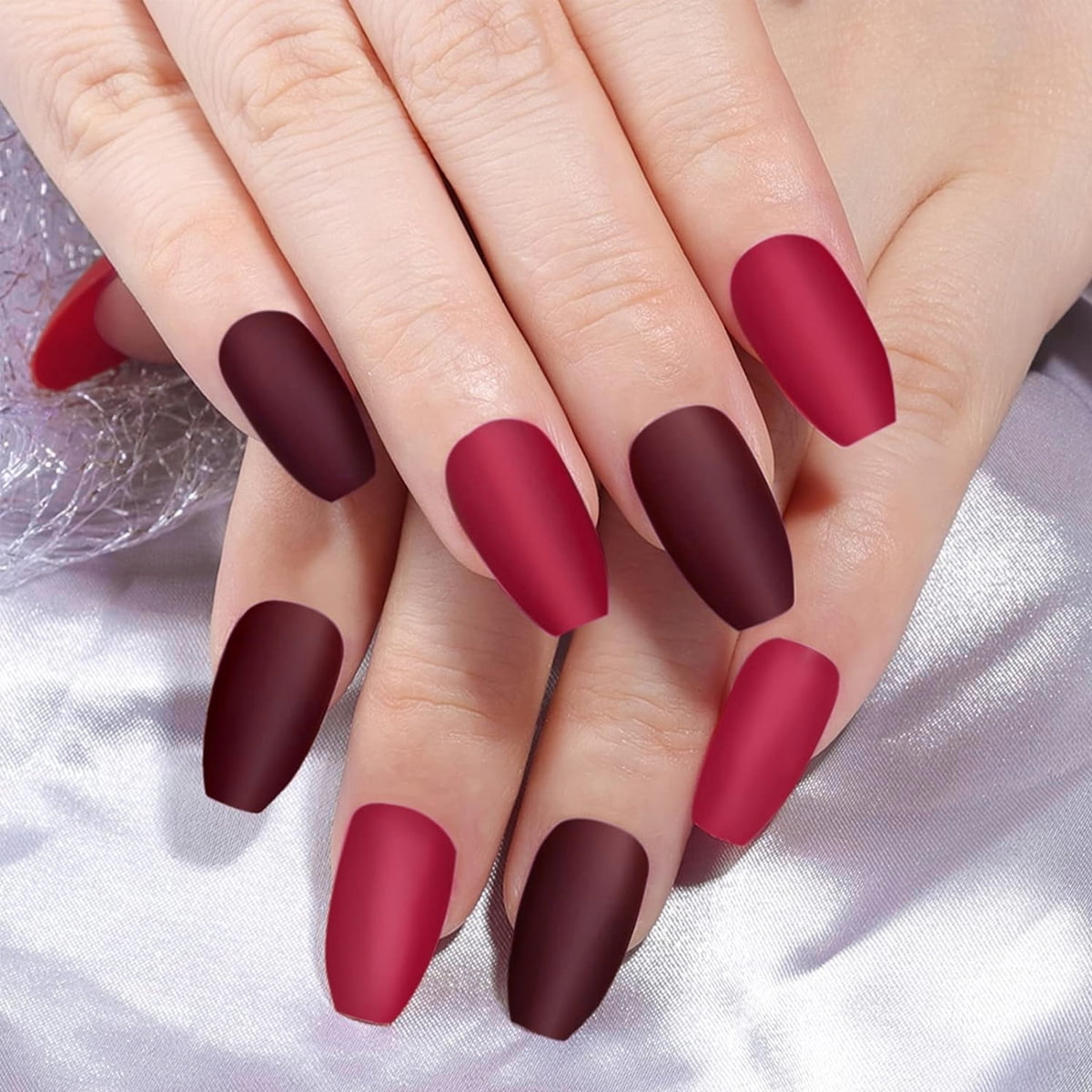 576 Press-on-Nägel In 24 Farben – Kurze Ballerina-Form, Glänzend, Mit 10 Größen, Für Maniküre Zu Hause