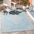 thumbnail image 2 of SAFAVIEH Courtyard Lula Traditional Indoor/Outdoor Area Rug, 4' x 5'7", Aqua/Grey, 2 of 10