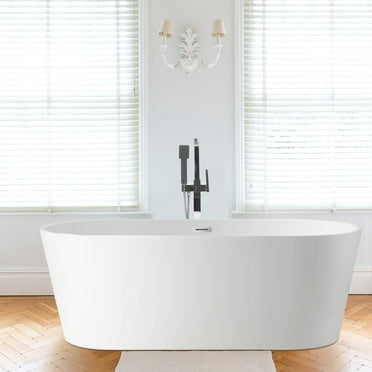 Vanity Art 68" x 32" Acrylic Freestanding Bathtub Contemporary Soaking Tub with Overflow and Pop-Up Drain, VA6815-L