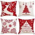 thumbnail image 1 of Fundas de almohada navideñas para decoraciones navideñas, 18 x 18 pulgadas, juego de 4 fundas de almohada de cojín de decoraciones rojas para sofá, 1 of 5