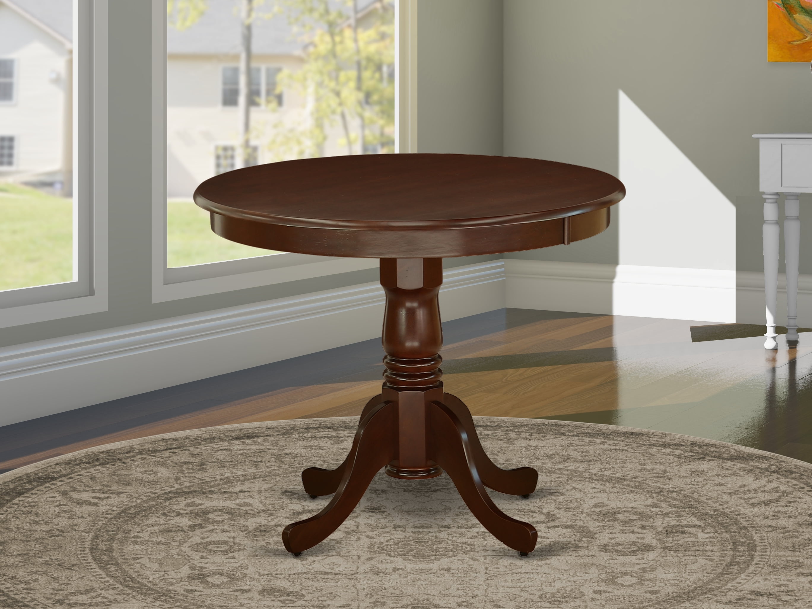 Black Finish NEW East West Furniture Round Table with two 9" Drop Leaves 