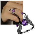 thumbnail image 3 of CILENON Punk Wind Night Ring With Purple Diamond Opening Ring Design Cool Ring Jewelry. (Black,One Size), 3 of 6