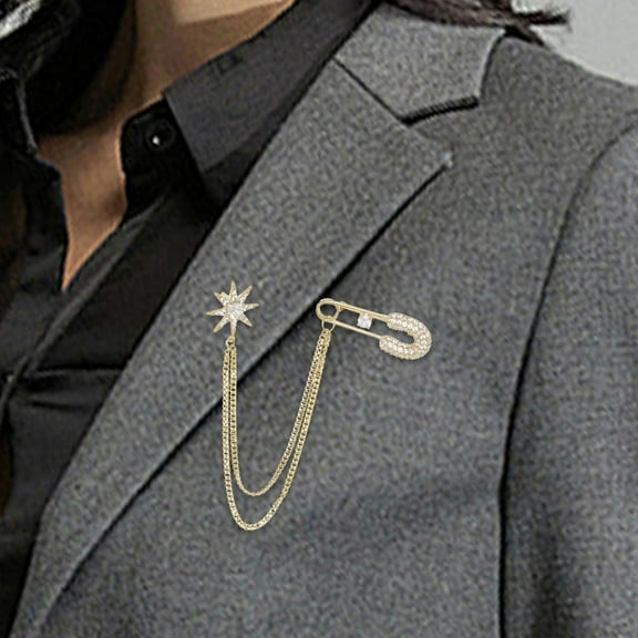 Segolike Chain Brooch for Suit Suit Stud Tassel Chain Brooch for Coat Shirts Clothing