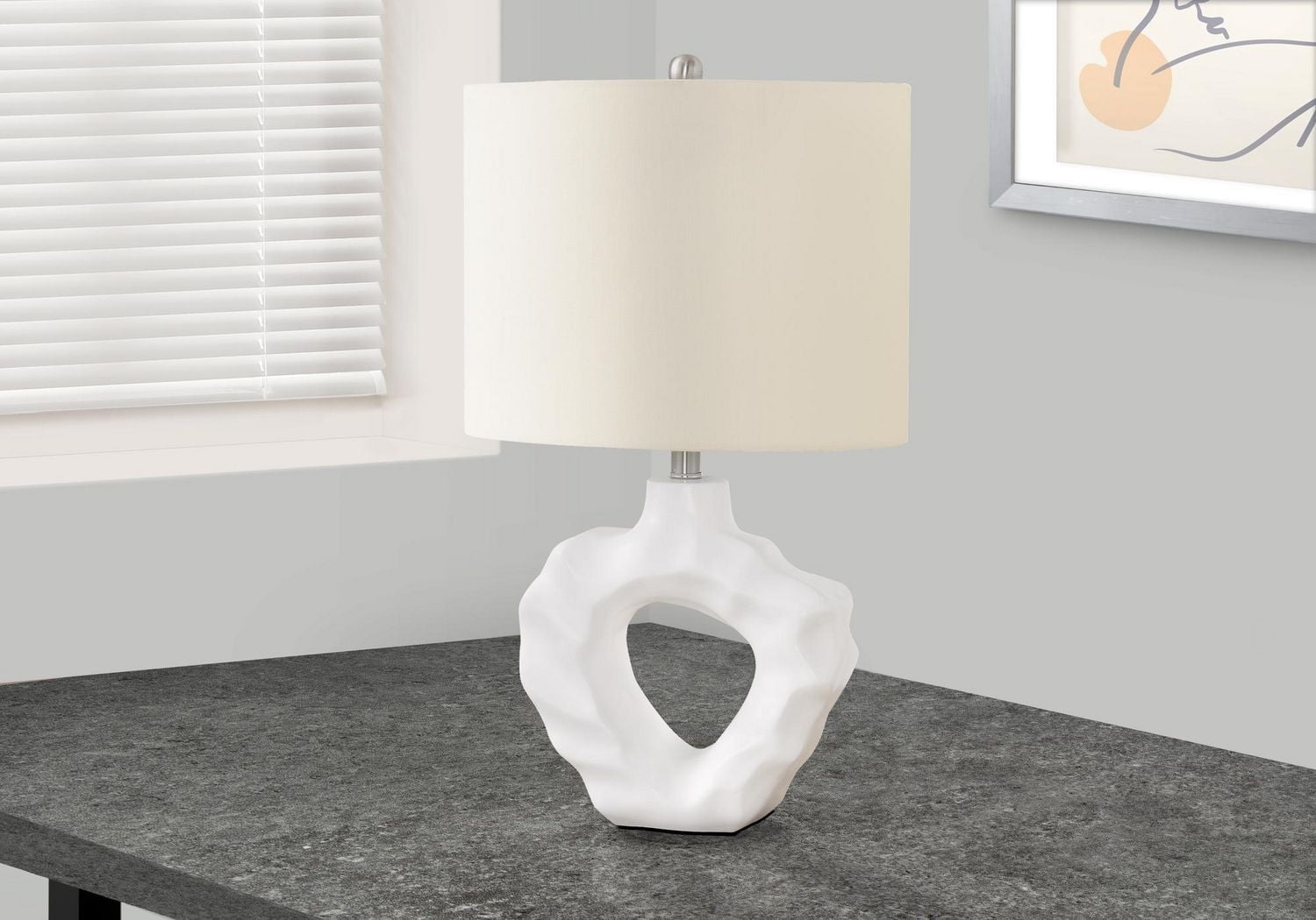 Monarch Specialties Lighting, 25"h, Table Lamp, Cream Resin, Ivory / Cream Shade, Modern