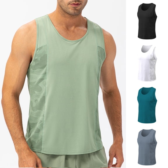 Men's Fitness Sleeveless Dry Running Training Slim Tank Top Muscle Tee Singlet for Gym Workout Quick-Drying Moisture-Wicking Breathable Streetwear Daily Wear | Ihhxva,Black L