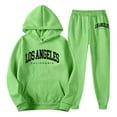 thumbnail image 3 of Men's Tracksuits 2 Piece Set Classic letter print Casual Hoodie Sweatshirt and Joggers Sweatpants Sets Running Sport Suits Clothes Outfits Light Green L, 3 of 3