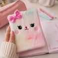 thumbnail image 4 of Lksixu Cartoon Plush Pocket Notebook, 4.3"x5.7" Cute Fuzzy Cat Design Notepads with Sequined Bow, 160 Pages Lined Journal Notebooks, Portable Small Memo Diary for Travel Office Writing Drawing, 4 of 6