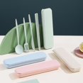 thumbnail image 1 of 4pcs/set Reusable Portable Plastic Cutlery Set With Storage Box Students Spoon Fork Cutter Chopsticks Tableware Set For Outdoor Travel Qinhai, 1 of 5