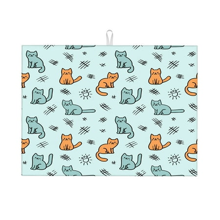 

Dish Drying Mat Cats Claw Microfiber Absorbent Drying Mats Reversible Kitchen Countertop Protector Dishes Drainer Rack Pad 18x24 Inch