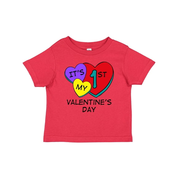 Inktastic 1st Valentine's Day Hearts Boys or Girls Baby T-Shirt