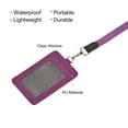 thumbnail image 3 of Uxcell 11cm Vertical Badge Holder PU Leather ID Holder Detachable with 2 Slots and Neck Lanyard Purple, 3 of 6