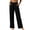 Black, variant on Women's Summer Wide Leg Cotton Linen Pants, Lightweight Crinkle Fabric with High Waist & Side Pockets, S-XXL