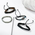 thumbnail image 3 of Pulsera de cordón de cuero tejido para hombres y mujeres, brazalete moderno cuentas de hojas de cuero, 3 of 9