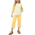 thumbnail image 2 of JOANKDMI Two Piece Pj Sets Big Girls Comfy Short Sleeve Sleepwear Soft Lounge Sets Outfits Casual Summer Loungewear with Capri Pants Elastic Waist Sleep Clothes for Kids Teens, 2 of 9