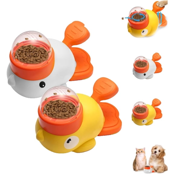 Dog Feeder Puzzle Toy , Shaped Dog Puzzle Dispenser, Anti-Slip Slow Puzzle Feeder 2-in-1 Interactive Cat Slow Feeder Toy Treat, for Small, Medium & Large Dogs(Yellow)