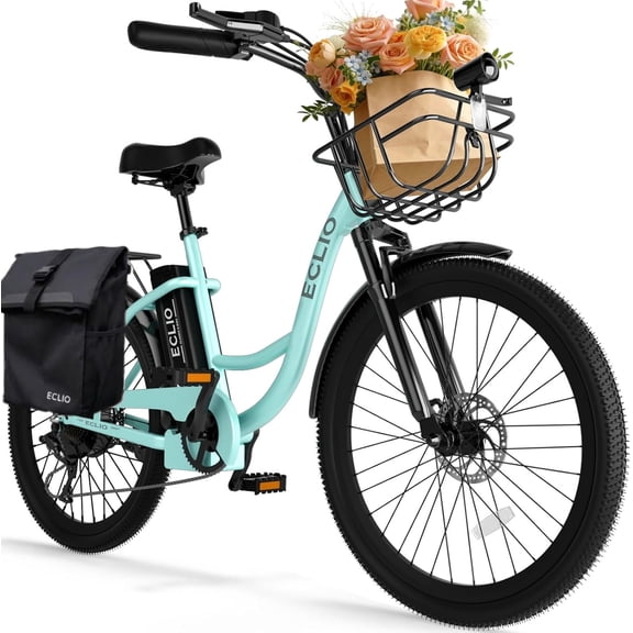 24 Inch Cruiser Electric Bike, E-Bike for Adults with 48V 13AH Removable Battery, Step Through Ebike for Women Men,City Electric Bicycle,for City Commute