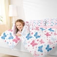 thumbnail image 4 of Feelyou Blue Pink Butterfly Bedding Comforter Set for Girl, Dreamy Cartoon Stars Twin Comforter Sets, Kawaii Animal Reversible Bedding Set, Super Cozy Room Decor, 2 Pieces, 4 of 8